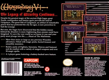 Wizardry V - Heart of the Maelstrom (USA) box cover back